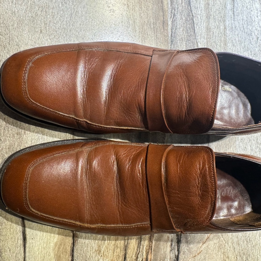 Elegant Brown Leather Slip-On Loafers